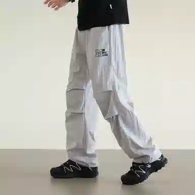 兰缪 日系基础款字母简约日常户外运动透气通勤舒适美式复古时尚百搭宽松直筒休闲裤 男女同款