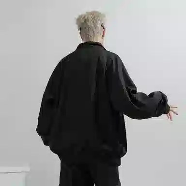 兰缪 美式百搭休闲宽松圆领运动长袖夹克外套 男女同款