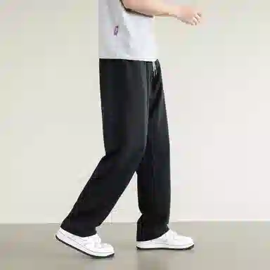 兰缪 美式复古日系高街风简约基础款日常通勤户外山系运动宽松清爽透气潮流柔软百搭亲肤直筒裤长裤垂感系带长裤休闲裤 男女同款