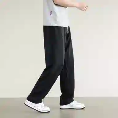 兰缪 美式复古日系简约高街风基础款日常通勤山系户外运动宽松清爽透气潮流柔软百搭亲肤直筒裤长裤垂感系带长裤休闲裤 男女同款