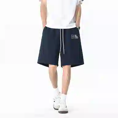 兰缪 美式日系复古百搭简约日常运动高街风基础款设计印花户外通勤山系宽松清爽透气潮流柔软垂感直筒系带休闲短裤 男女同款