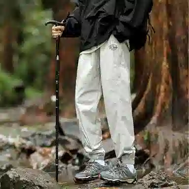 兰缪 美式复古日系简约高街风潮流基础日常通勤山系户外运动宽松清爽透气柔软百搭亲肤长裤束脚纯色直筒垂感系带休闲裤 男女同款