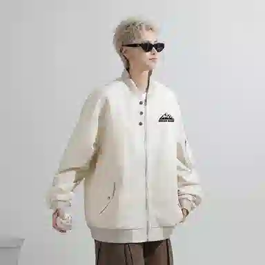 兰缪 美式高街风复古纯色基础款通勤户外休闲宽松夹克外套 男女同款