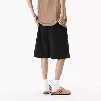 兰缪 美式复古简约高街潮流基础款日常通勤宽松舒适百搭亲肤系带休闲短裤 男女同款