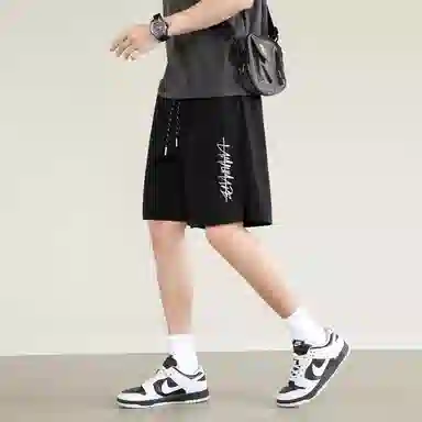 兰缪 日系纯色基础款户外运动简约美式复古品牌轻薄亲肤百搭日常通勤舒适透气系带五分休闲短裤 男女同款