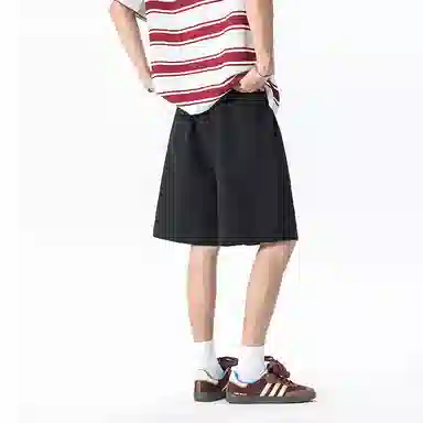 兰缪 美式日系复古百搭设计日常运动高街风简约基础款印花户外通勤山系宽松清爽透气潮流柔软垂感直筒系带休闲短裤 男女同款