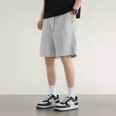 兰缪 美式复古高街风基础款户外日常通勤柔软亲肤舒适纯色系带宽松中腰五分休闲短裤 男女同款