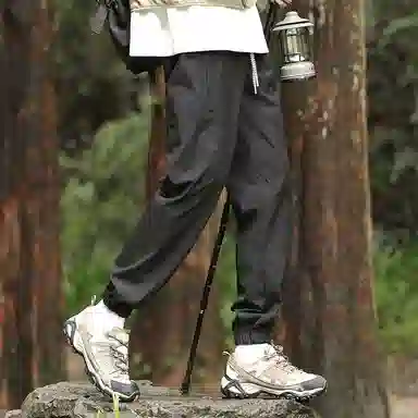 兰缪 基础款纯色宽松系带直筒垂感日常户外运动穿搭休闲裤 男女同款