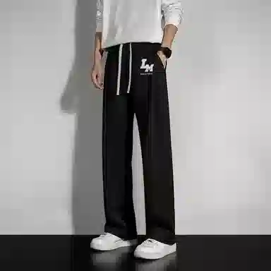 兰缪 美式复古日系简约纯色高街风潮流基础款山系户外日常通勤运动舒适宽松清爽透气百搭柔软亲肤直筒裤垂感系带长裤休闲裤 男女同款
