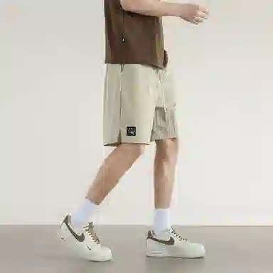 兰缪 日系纯色基础款户外运动简约美式复古品牌轻薄亲肤百搭日常通勤舒适透气系带五分休闲短裤 男女同款