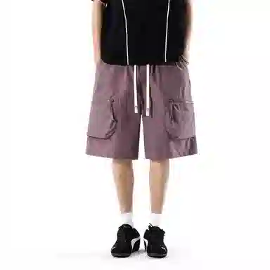 兰缪 美式复古简约高街潮流基础款日常通勤宽松舒适百搭亲肤系带休闲短裤 男女同款