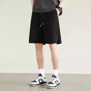 兰缪 美式复古高街风纯色基础款山系户外跑步骑行健身日常柔软通勤亲肤舒适透气运动直筒宽松冰丝凉感速干五分裤休闲短裤 男女同款