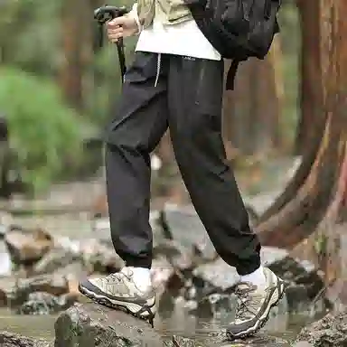 兰缪 基础款纯色宽松系带直筒垂感日常户外运动穿搭休闲裤 男女同款