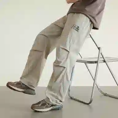 兰缪 日系基础款字母简约日常户外运动透气通勤舒适美式复古时尚百搭宽松直筒休闲裤 男女同款