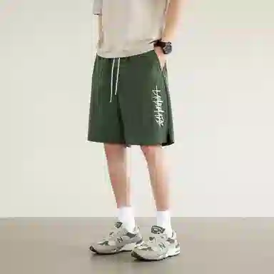 兰缪 日系纯色基础款户外运动简约美式复古品牌轻薄亲肤百搭日常通勤舒适透气系带五分休闲短裤 男女同款