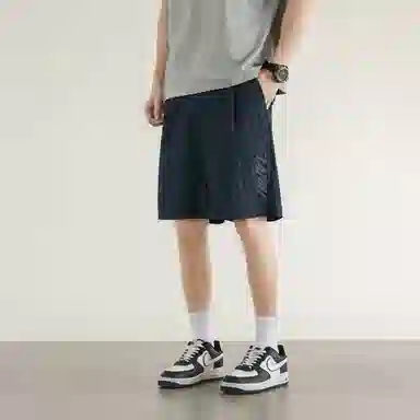 兰缪 日系纯色基础款简约美式复古日常亲肤百搭通勤舒适透气五分休闲短裤 男女同款