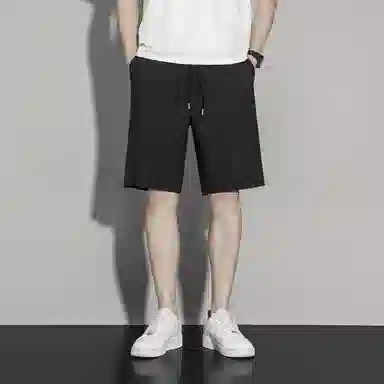 兰缪 复古高街简约设计基础款印花日常户外运动通勤山系潮流宽松透气柔软百搭垂感直筒系带五分裤休闲短裤 男女同款