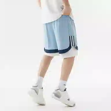 兰缪 美式日系户外日常柔软基础款复古舒适透气运动高街简约印花设计百搭通勤山系宽松清爽潮流垂感直筒纯色系带休闲短裤 男女同款