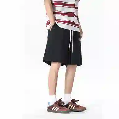 兰缪 美式日系复古百搭设计日常运动高街风简约基础款印花户外通勤山系宽松清爽透气潮流柔软垂感直筒系带休闲短裤 男女同款