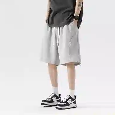 兰缪 美式日系高街复古简约设计基础款印花日常户外运动通勤山系潮流宽松清爽透气柔软百搭垂感直筒系带休闲短裤 男女同款