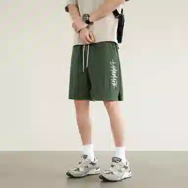 兰缪 日系纯色基础款户外运动简约美式复古品牌轻薄亲肤百搭日常通勤舒适透气系带五分休闲短裤 男女同款