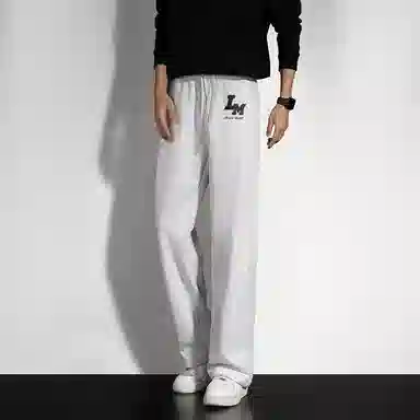 兰缪 美式复古日系简约纯色高街风潮流基础款山系户外日常通勤运动舒适宽松清爽透气百搭柔软亲肤直筒裤垂感系带长裤休闲裤 男女同款