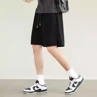 兰缪 美式复古高街风纯色基础款山系户外跑步骑行健身日常柔软通勤亲肤舒适透气运动直筒宽松冰丝凉感速干五分裤休闲短裤 男女同款