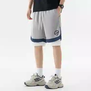 兰缪 美式日系户外日常柔软基础款复古舒适透气运动高街简约印花设计百搭通勤山系宽松清爽潮流垂感直筒纯色系带休闲短裤 男女同款