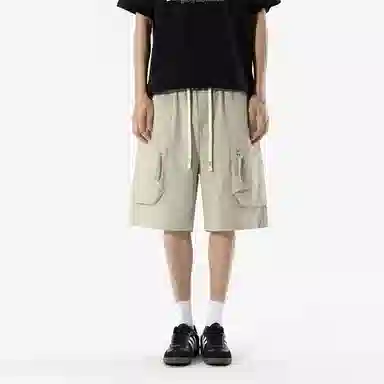 兰缪 美式复古简约高街潮流基础款日常通勤宽松舒适百搭亲肤系带休闲短裤 男女同款