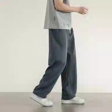 兰缪 美式复古日系简约高街风基础款日常通勤山系户外运动宽松清爽透气潮流柔软百搭亲肤直筒裤长裤垂感系带长裤休闲裤 男女同款