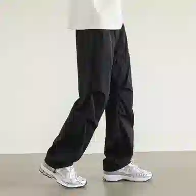 兰缪 日系基础款字母简约日常户外运动透气通勤舒适美式复古时尚百搭宽松直筒休闲裤 男女同款