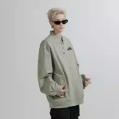 兰缪 美式高街风复古纯色基础款通勤户外休闲宽松夹克外套 男女同款