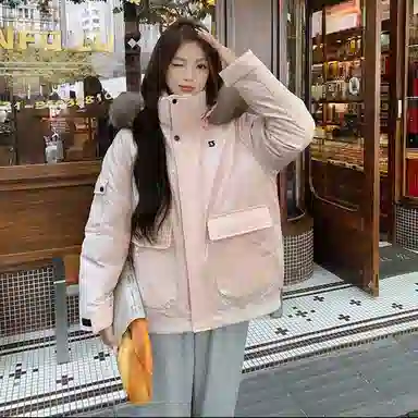 玉儿恋 韩系学院风甜美工装多口袋毛领甜心学院派高级感小众风小个子棉服 女款