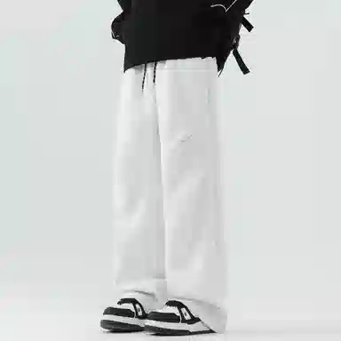 【dme】 纯色基础款松紧腰系带简约卫裤褶皱设计垂感百搭柔软舒适松弛感宽松直筒运动休闲裤 男女同款