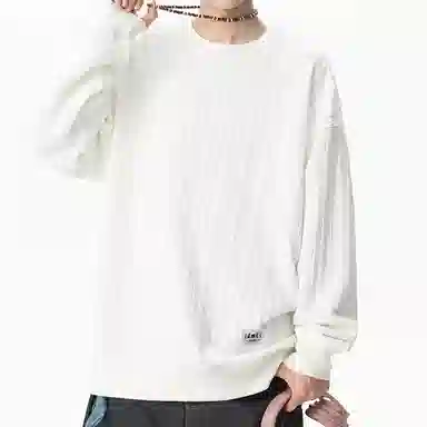 【dme】 时尚简约提花设计感圆领上衣纯色百搭休闲舒适套头长袖卫衣 男女同款