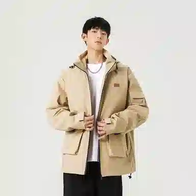 【dme】 美式潮流连帽纯色痞帅高级感防风防水户外休闲外套夹克 男女同款