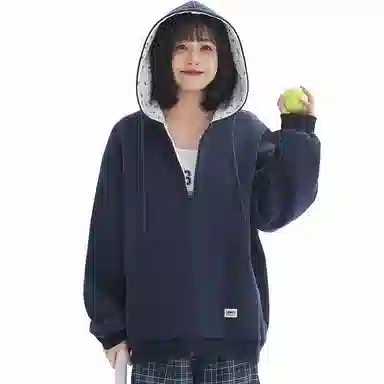 【dme】 时尚日常通勤百搭碎花拼接设计休闲开衫美式潮流宽松舒适连帽卫衣 男女同款