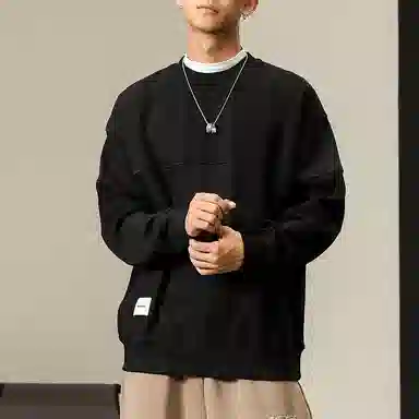 【dme】 潮牌日系针织打底拼接长袖圆领卫衣 男款