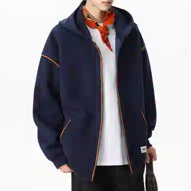 【dme】 美式复古高级感撞色拉链开衫外套青年痞帅宽松舒适休闲百搭连帽卫衣 男女同款