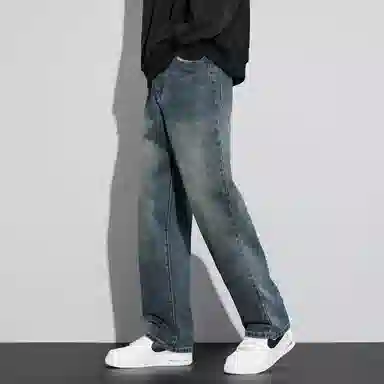 【dme】 美式时尚百搭基础款宽松阔腿牛仔裤 男款 复古蓝