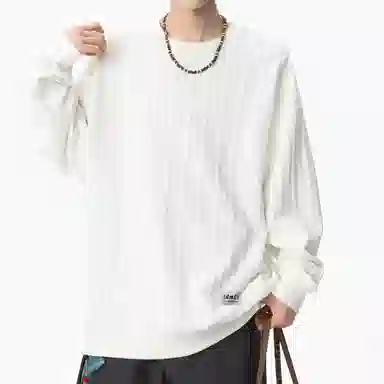 【dme】 时尚简约提花设计感圆领上衣纯色百搭休闲舒适套头长袖卫衣 男女同款