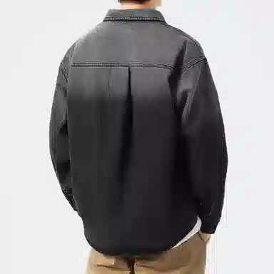 【dme】 时尚潮牌宽松小众设计感衬衣外套舒适百搭重工艺水洗渐变牛仔衬衫 男女同款 黑色