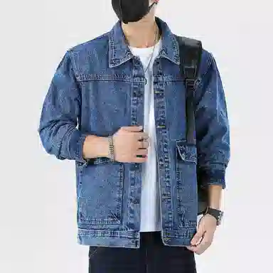 【dme】 美式高街复古水洗口袋翻领单排扣落肩长袖牛仔外套 男女同款