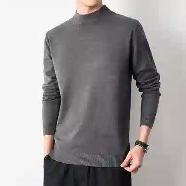 【dme】 基础款时尚百搭针织打底衫纯色高级感宽松半高领毛衣 男款