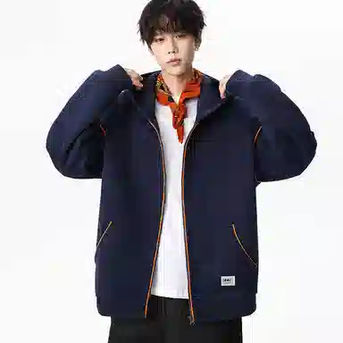 【dme】 美式复古高级感撞色拉链开衫外套青年痞帅宽松舒适休闲百搭连帽卫衣 男女同款