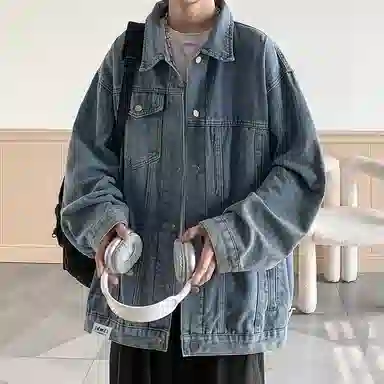 【dme】 时尚简约百搭宽松工装夹克水洗美式复古潮流痞帅牛仔外套 男女同款