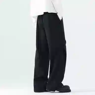 【dme】 纯色基础款松紧腰系带简约卫裤褶皱设计垂感百搭柔软舒适松弛感宽松直筒运动休闲裤 男女同款