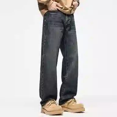 【dme】 时尚简约无弹宽松舒适百搭直筒牛仔裤 男女同款