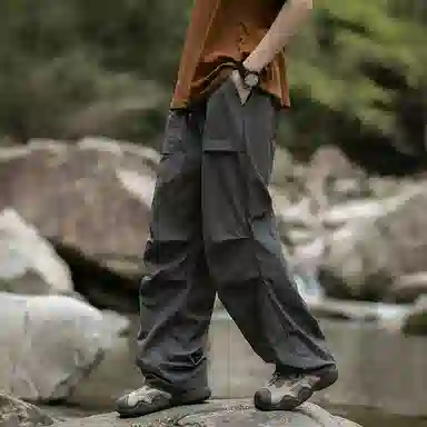 【dme】 美式潮流纯色山系户外休闲舒适耐磨透气百搭宽松中腰时尚直筒工装裤 男女同款