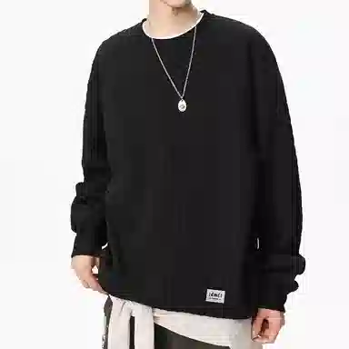 【dme】 时尚简约提花设计感圆领上衣纯色百搭休闲舒适套头长袖卫衣 男女同款